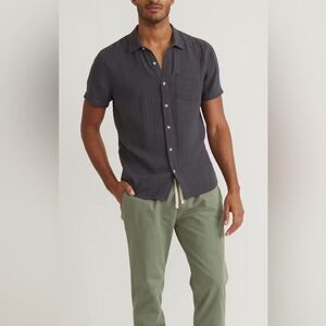 Marine Layer Crinkle Double Cloth Shirt Medium Gray NWT